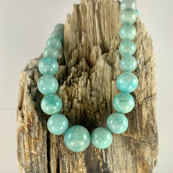 Jewelry - Premium Amazonite Bead Necklace In Sterling Silver  18”